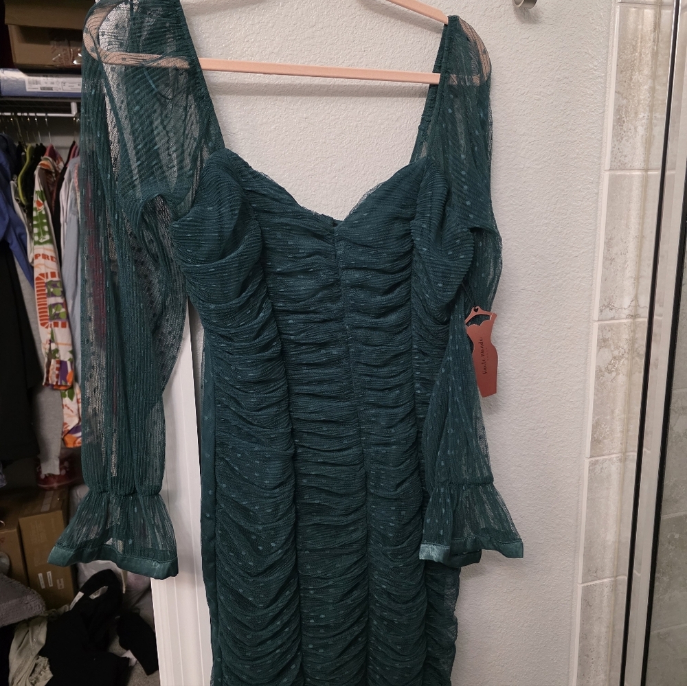 Elegant Green Ruched Dress